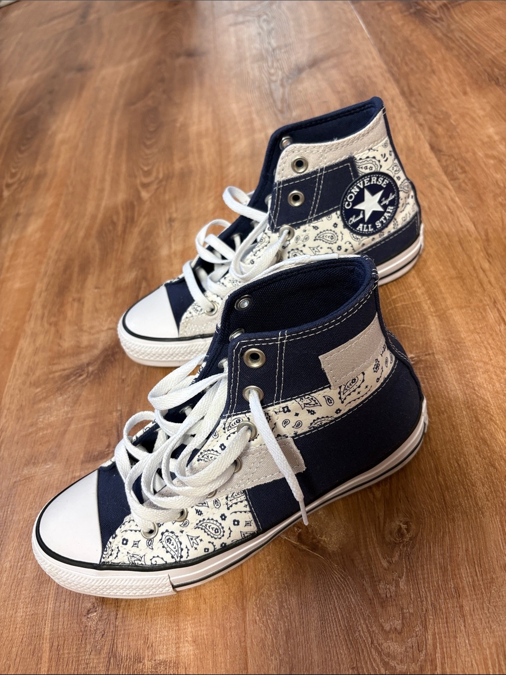 Converse High Top Sneakers in Navy and White Paisley